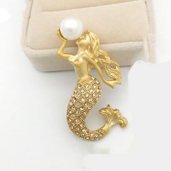 SKEDS Νέα Vintage Γυναικείες Lady Rhinestone Mermaid Μαργαριτάρι καρφίτσες Καρφίτσες Κομψά εκλεκτά αξεσουάρ Γαμήλιο πάρτι δώρο καρφίτσα κορσάζ