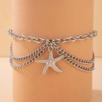 Tocona Punk Snake Foot Lanț Think Chain Aur Argintiu Din aliaj Metal Sandale desculțe Bijuterii boeme Cadou 20014