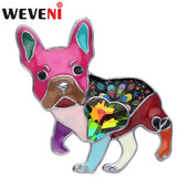 WEVENI aliaj email email stras buldog francez pug câine broșe ace haine animale animale de companie bijuterii pentru femei fete cadou decorare