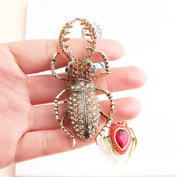 Pomlee 2021 Beetles Enamel Pin Rhinestone Bugs Καρφίτσα Εντόμων Καρφίτσα και καρφίτσες Αξεσουάρ κλιπ τσάντας κασκόλ