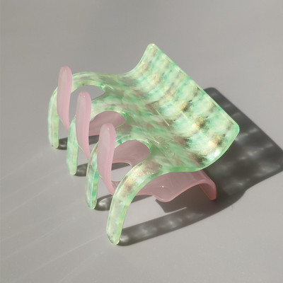 2022, primăvară, vară, roz, verde, culoare contrastantă, gheare de păr în carouri, femei, acetat, cleme de păr, accesorii de păr pentru fete