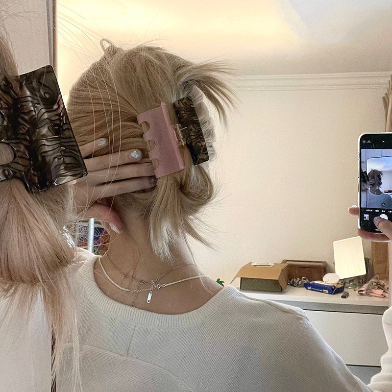 2022, primăvară, vară, roz, verde, culoare contrastantă, gheare de păr în carouri, femei, acetat, cleme de păr, accesorii de păr pentru fete