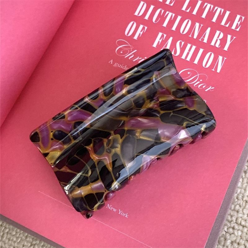 Agraf de păr pătrat cu model geometric abstract, retro, dimensiune mare, acetat, gheare de păr, accesorii de păr Y2K pentru femei