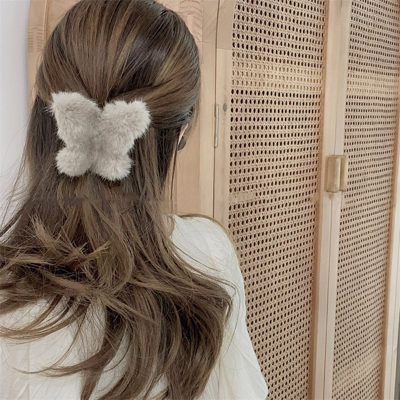 Coreea Nouă imitație de nurcă fluture gheare de păr fetiță dulce de pluș prinde de păr clemă coadă de cal femei iarnă accesoriu de păr