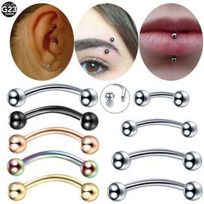 1PC Piercing za obrve s unutarnjim navojem od titana Zakrivljeni prsten s utegom za usne Snug Daith Helix Rook naušnica Piercing za hrskavicu 16G 14G