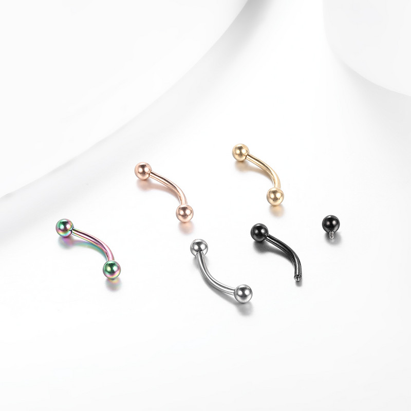 1PC Piercinguri pentru sprâncene cu filet intern din titan, inel pentru buze cu mreană curbată, cercei în formă de cercei cu Helix Daith, Piercing pentru cartilaj 16G 14G