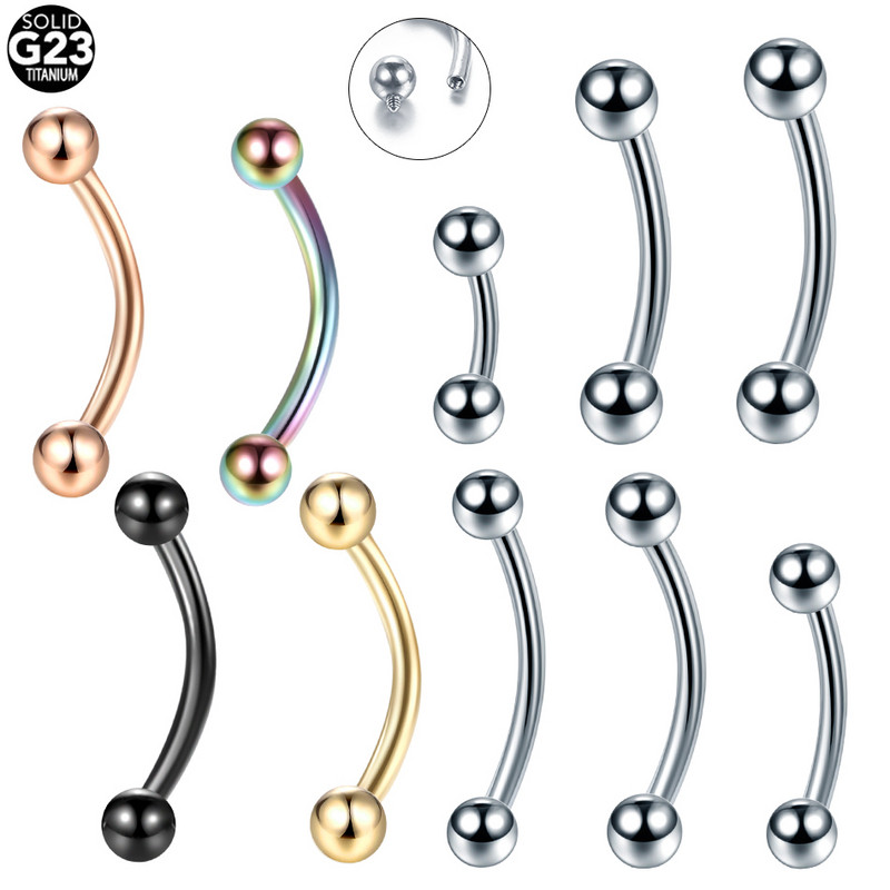 1PC Piercinguri pentru sprâncene cu filet intern din titan, inel pentru buze cu mreană curbată, cercei în formă de cercei cu Helix Daith, Piercing pentru cartilaj 16G 14G