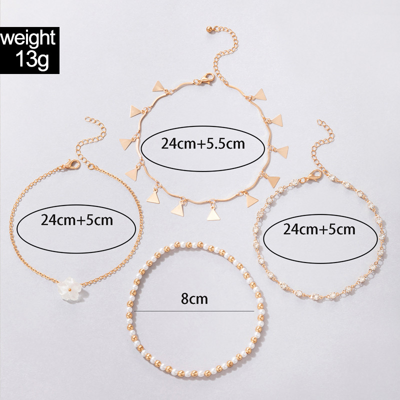 Tocona ciucuri boem cu margele glezne pentru femei flori frumoase colorate cristal piatră aliaj metal bijuterii lanț reglabil pentru picioare