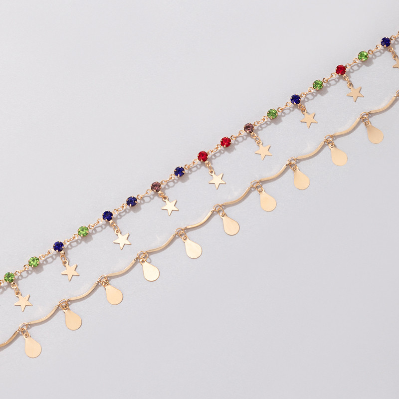 Tocona ciucuri boem cu margele glezne pentru femei flori frumoase colorate cristal piatră aliaj metal bijuterii lanț reglabil pentru picioare