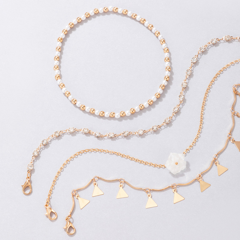 Tocona ciucuri boem cu margele glezne pentru femei flori frumoase colorate cristal piatră aliaj metal bijuterii lanț reglabil pentru picioare