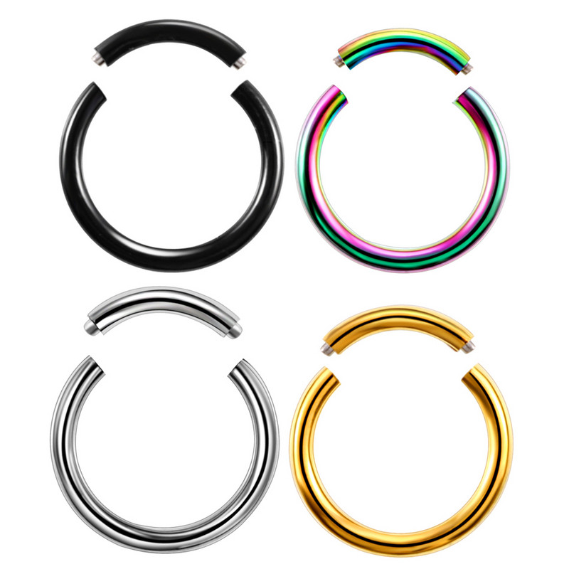 1PC segment de titan Piercing pentru ureche Inel pentru nas Captive Cerc pentru nas Septum Ureche Tragus Piercing Clip pe cercel Bijuterii de modă 14g & 16g