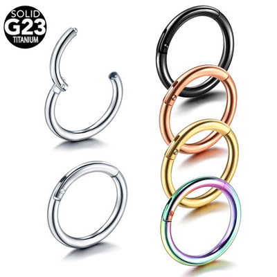 1PC titanijski bešavni zglobni segment Uho Helix Tragus prsten Obruč prsten za nos Septum Kliker Usne Obrva Bradavica Nakit za piercing 18G