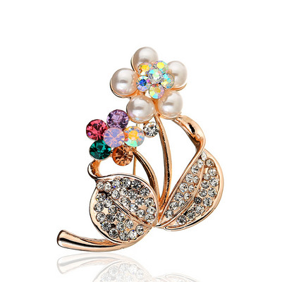 Branșă de flori Broșă de damă pentru costum Broșă elegantă vintage Ace Bijuterii frumoase Cadou Broche De Flores