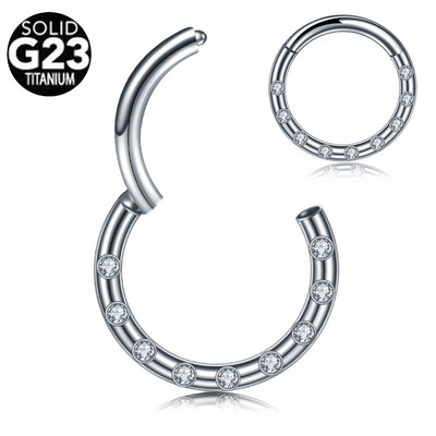 1 db titán csuklós szegmens Septum Clicker kristály orrgyűrű mellbimbó klikker fül porc Tragus ajakcsavar Daith piercing ékszer