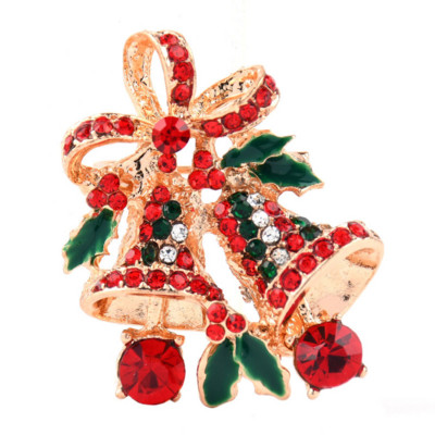 Rhinestone Ziemassvētku zvans piespraudes piespraudes Krāsains Bowknot Šalle Sprādze Korsāža Mode Apģērbs Dekors Ballīte Ziemassvētku Piespraudes