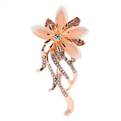 Broșă cu flori de opal de modă de lux pentru femei Accesorii cu ace de îmbrăcăminte de lux Bijuterii pentru corsaj cu zircon rafinat Cadou