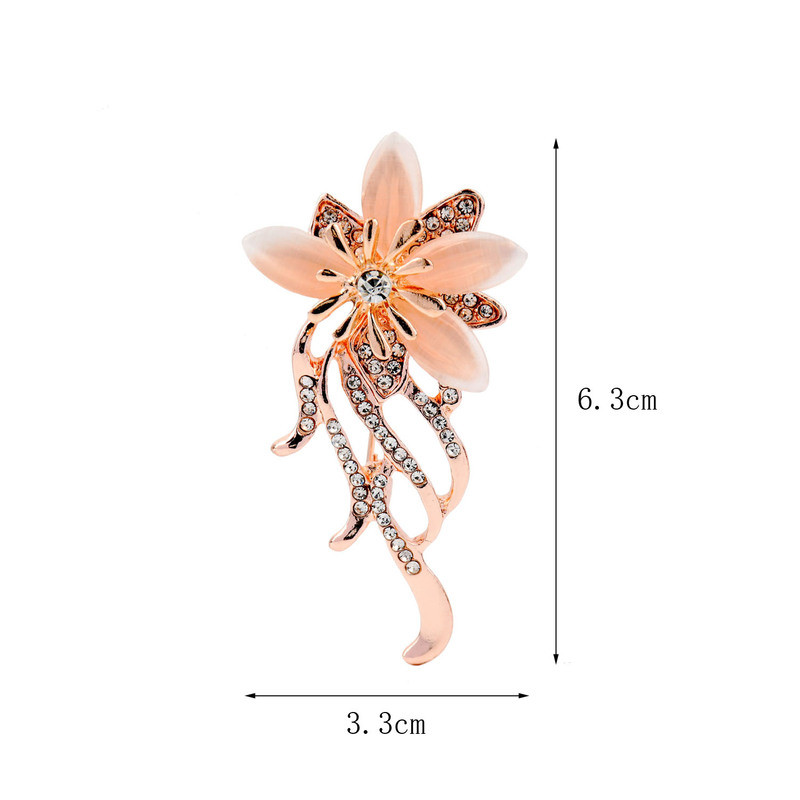 Broșă cu flori de opal de modă de lux pentru femei Accesorii cu ace de îmbrăcăminte de lux Bijuterii pentru corsaj cu zircon rafinat Cadou