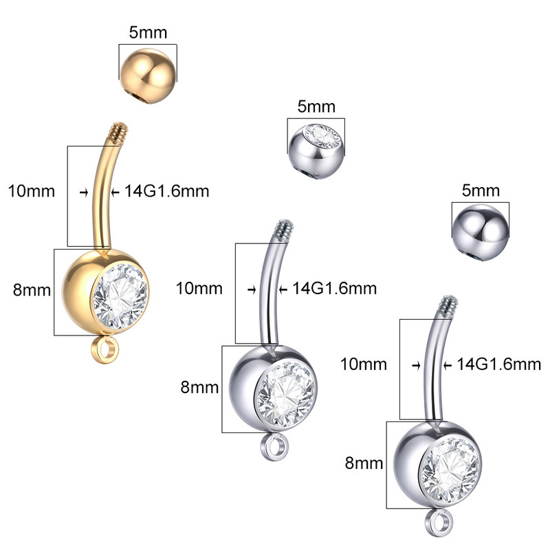 1PC Titanium CZ Inele pentru buric atârnate pentru buric Piercing Oreja 14G Cristal Zircon Piercing Ombligo pentru burtică Bijuterii sexy pentru femei