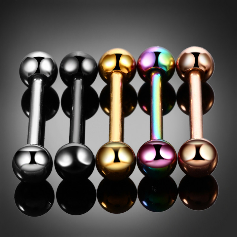 1 ΤΕΜ G23 Titanium Mixed 5 Χρώματα Γλώσσα Barbell Piercing Θηλές Δαχτυλίδια Industrial Barbell Earring Piercing Body Jewelry