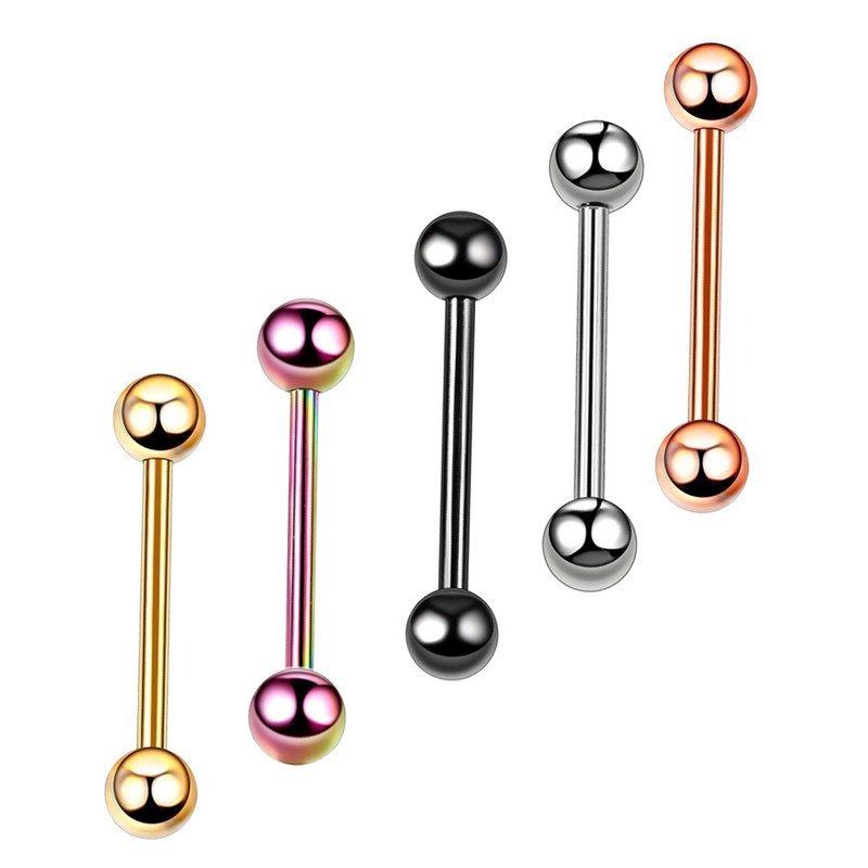 1 ΤΕΜ G23 Titanium Mixed 5 Χρώματα Γλώσσα Barbell Piercing Θηλές Δαχτυλίδια Industrial Barbell Earring Piercing Body Jewelry