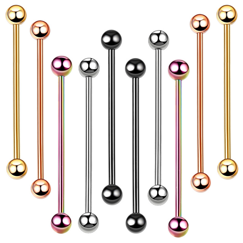 1 ΤΕΜ G23 Titanium Mixed 5 Χρώματα Γλώσσα Barbell Piercing Θηλές Δαχτυλίδια Industrial Barbell Earring Piercing Body Jewelry