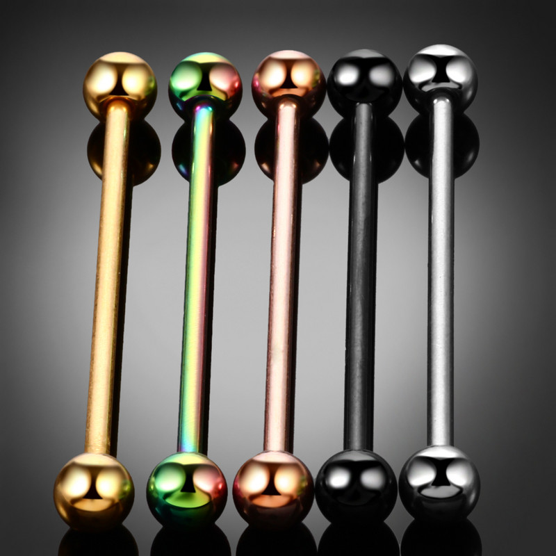 1 ΤΕΜ G23 Titanium Mixed 5 Χρώματα Γλώσσα Barbell Piercing Θηλές Δαχτυλίδια Industrial Barbell Earring Piercing Body Jewelry