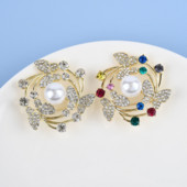 Broșă fluture din aliaj de insecte cu perle cu stras pentru femei, petrecere minunată, broșă casual, ace, cadouri, 2 culori