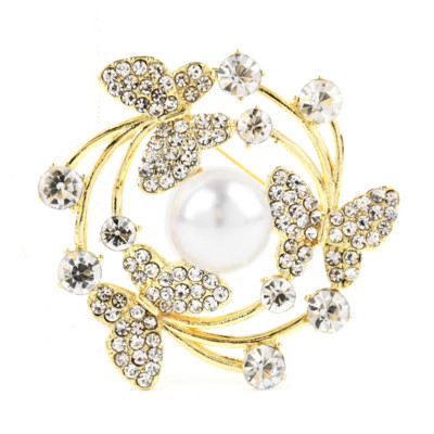 Broșă fluture din aliaj de insecte cu perle cu stras pentru femei, petrecere minunată, broșă casual, ace, cadouri, 2 culori