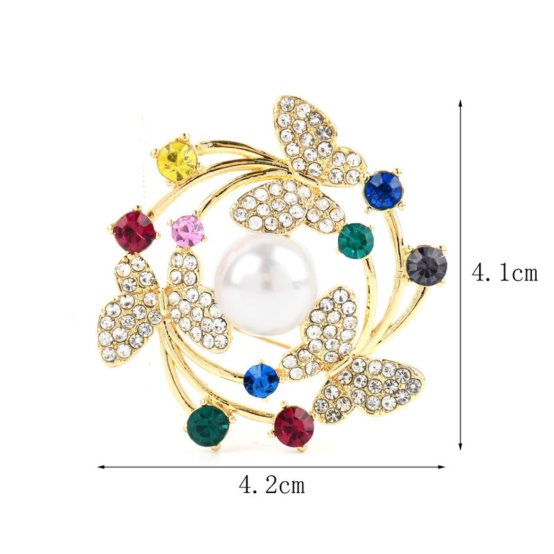 Broșă fluture din aliaj de insecte cu perle cu stras pentru femei, petrecere minunată, broșă casual, ace, cadouri, 2 culori