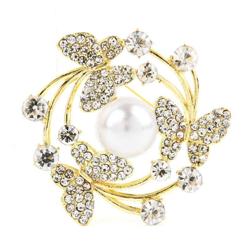 Broșă fluture din aliaj de insecte cu perle cu stras pentru femei, petrecere minunată, broșă casual, ace, cadouri, 2 culori