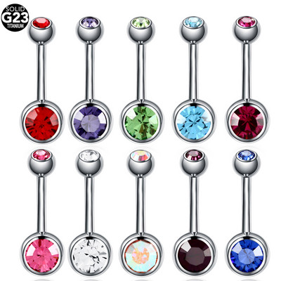 1PC G23 Titanium Double Crystal Gem Prstenje za pupak Piercing Bohemia Ombligo Prstenje za pupak za seksi ženski nakit 14 g