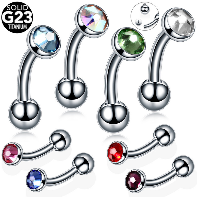 1 db titán szemöldök banán piercing kristály drágakő nyelv gyűrűk szexi vagina piercingek genitális piercing Daith fülbevaló test ékszer
