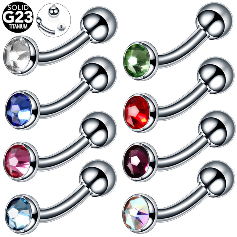 1 db titán szemöldök banán piercing kristály drágakő nyelv gyűrűk szexi vagina piercingek genitális piercing Daith fülbevaló test ékszer