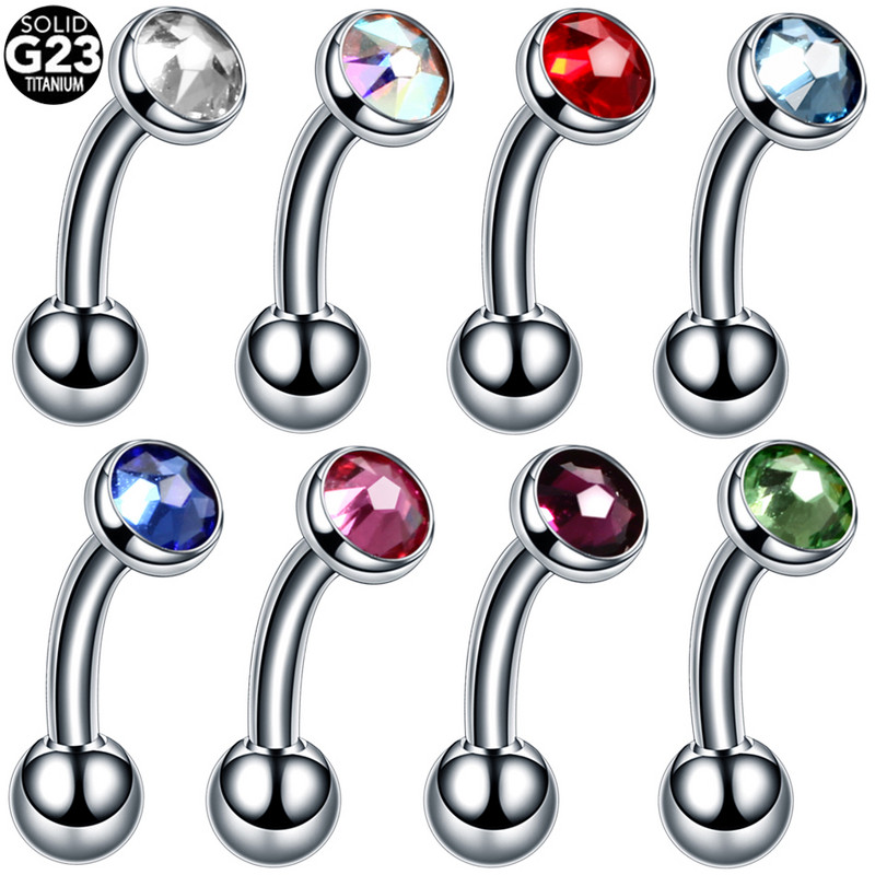 1 db titán szemöldök banán piercing kristály drágakő nyelv gyűrűk szexi vagina piercingek genitális piercing Daith fülbevaló test ékszer
