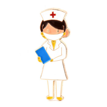 Карикатура Медицинска емайлирана брошка Игла Болнична медицинска сестра Форма на спринцовка Розови момичешки игли Раница Значка за ревера Аксесоари за бижута