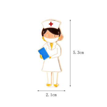 Карикатура Медицинска емайлирана брошка Игла Болнична медицинска сестра Форма на спринцовка Розови момичешки игли Раница Значка за ревера Аксесоари за бижута