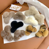 New Fashion Real Rex Iepure Păr Agraf mare 2022 Iarnă Fată Drăguț Păr Gheară de pluș Femei Cochie Accesorii de păr