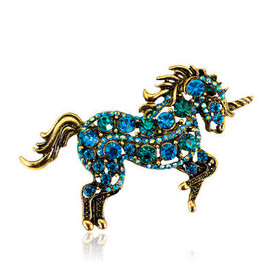 Új strasszos ló brossok női egyszarvú bross tű Állati divat ékszerek vintage kabáttű