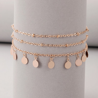 Tocona Charms glezne cu ciucuri pentru femei bărbați din aliaj geometric din mai multe straturi, lanț reglabil pentru picioare, accesorii de bijuterii boho