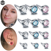 1PC Piercing din titan cu gemă rotundă pentru cartilajul urechii Helix Piercing fără fir Push-in Labret Stud Inele Piercing Sexy Medusa Piercing Bijuterii