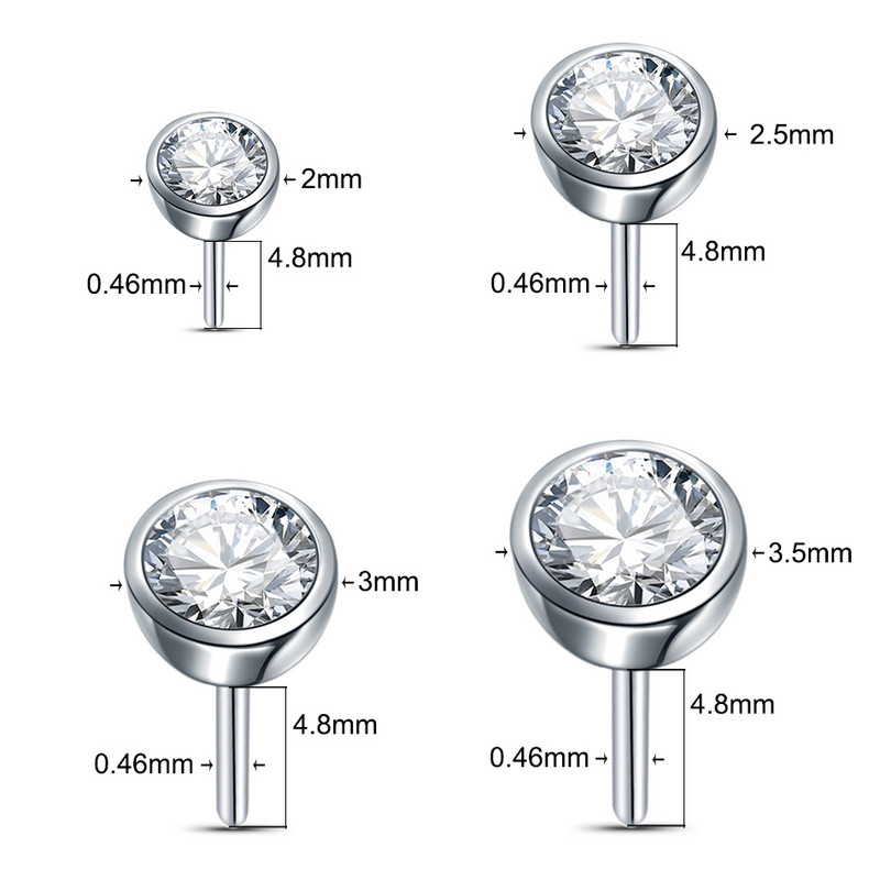 1PC Piercing din titan cu gemă rotundă pentru cartilajul urechii Helix Piercing fără fir Push-in Labret Stud Inele Piercing Sexy Medusa Piercing Bijuterii