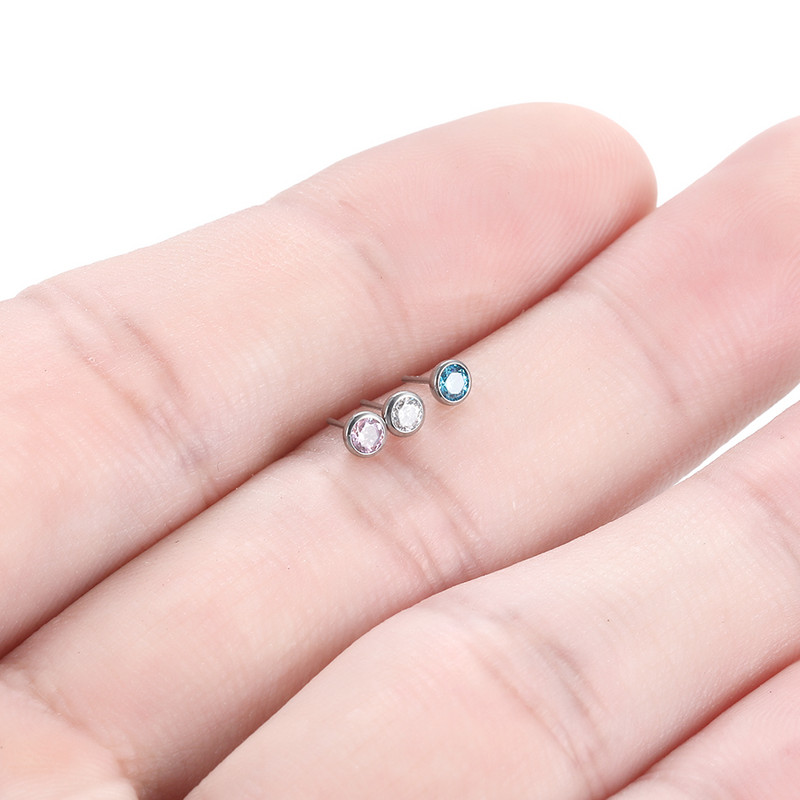 1PC Piercing din titan cu gemă rotundă pentru cartilajul urechii Helix Piercing fără fir Push-in Labret Stud Inele Piercing Sexy Medusa Piercing Bijuterii