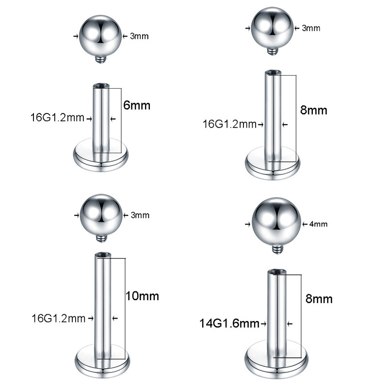 1 db Titanium Tragus piercing fülbevaló, belső menetes Labret Monroe Porc Helix fülpiercingek szexi ékszer 16G 14G