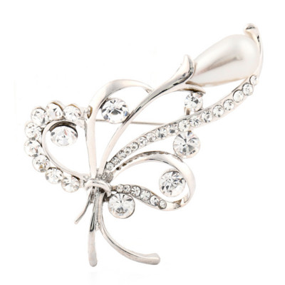 Broșă de lux cu flori de cristal din perle pentru femei Nunți pentru banchete broșă rochie ace accesorii bijuterii