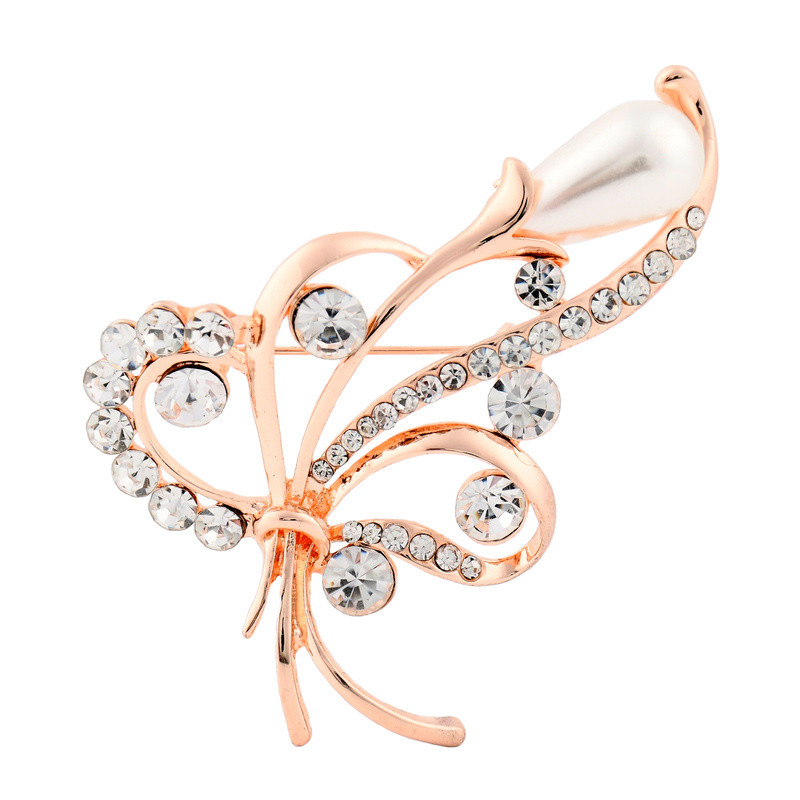 Broșă de lux cu flori de cristal din perle pentru femei Nunți pentru banchete broșă rochie ace accesorii bijuterii