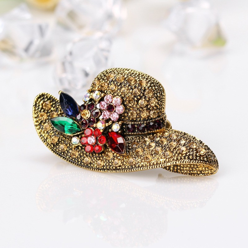Broșe pentru pălărie cu strasuri de culoare aurie antică de modă vintage pentru femei Accesorii pentru corsaj de nuntă Ace