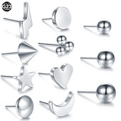 1PC titan Heart Star Moon fără fir Push Pin Labret Lip Piercing înlocuitori ureche cartilaj Helix cercei piercing bijuterii