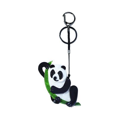 Kézzel készített arcil kulcstartó aranyos állati panda bambusz rozsdamentes acél kulcstartó kulcstartó nőknek lányoknak ajándék ékszer kiegészítők