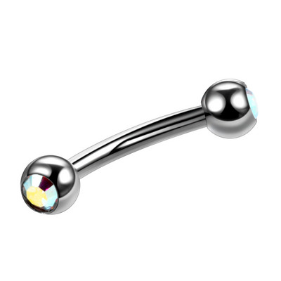 1PC G23 piercing colorat pentru sprâncene din titan Inele cu banane Geme duble Piercinguri pentru sprâncene cu mreană curbate Inele Bijuterii pentru corp 16g
