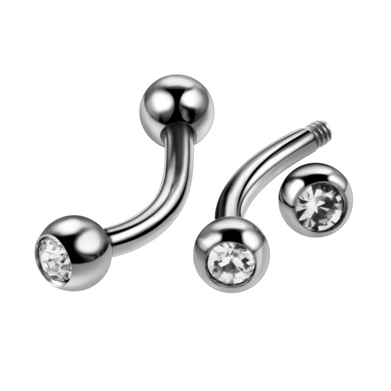 1PC G23 piercing colorat pentru sprâncene din titan Inele cu banane Geme duble Piercinguri pentru sprâncene cu mreană curbate Inele Bijuterii pentru corp 16g